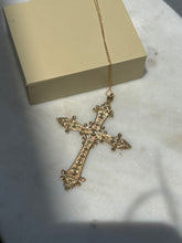 Load image into Gallery viewer, Midcentury 12k Gold Fill Cross Necklace 18”
