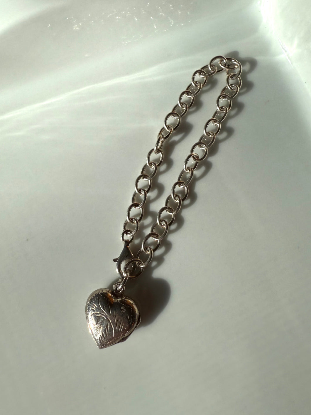 Heart Locket Sterling Bracelet 7”