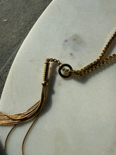 Load image into Gallery viewer, Italian 18k Yellow Gold Box Link Double Chain Lariat Tassel Necklace 20”

