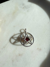 Load image into Gallery viewer, Garnet Cabochon Pentagram Sterling Silver Pendant
