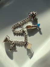 Load image into Gallery viewer, Chunky 900 Silver Vintage Charm Bracelet 7.25”
