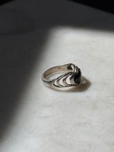Load image into Gallery viewer, Black Enamel Sterling Silver Heart Ring Size 5.75
