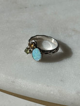 Load image into Gallery viewer, Vintage Sterling Silver Opal, Citrine &amp; Peridot Ring Size 5
