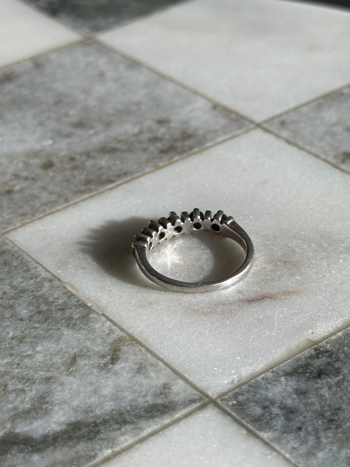 Natural Blue Sapphire Sterling Silver Ring Size 6