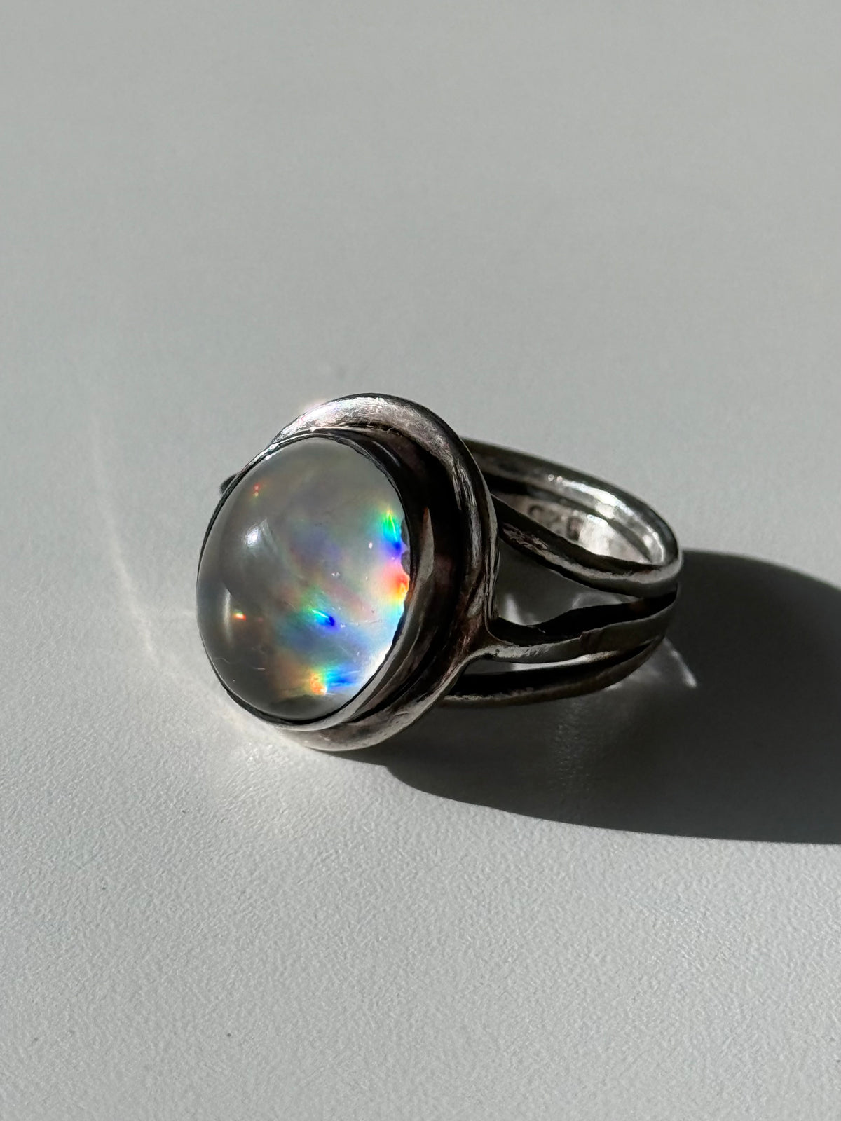 Vintage Rainbow Sterling Silver Ring Size 8