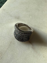 Load image into Gallery viewer, Blue Diamond Sterling Silver Wide Ring Size 6.25
