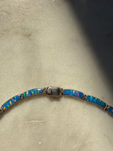 Load image into Gallery viewer, Simulated Opal Inlay Sterling Silver Necklace 14.5”
