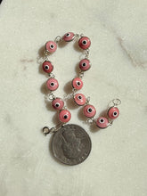 Load image into Gallery viewer, Pink Evil Eye Protection Sterling Silver Bracelet
