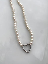 Load image into Gallery viewer, Pearl Sterling Silver Heart Necklace
