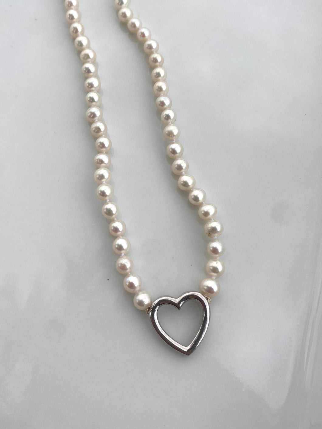 Pearl Sterling Silver Heart Necklace