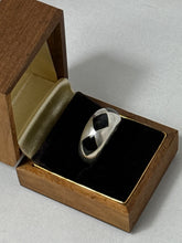 Load image into Gallery viewer, Black Onyx Harlequin Inlay Sterling Ring Size 7
