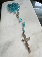 Load image into Gallery viewer, Vintage Blue Bead Sterling Silver Rosary 26”
