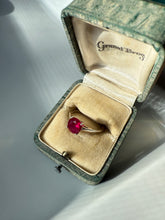 Load image into Gallery viewer, Synthetic Ruby Sterling Silver Solitaire Ring Size 8.5
