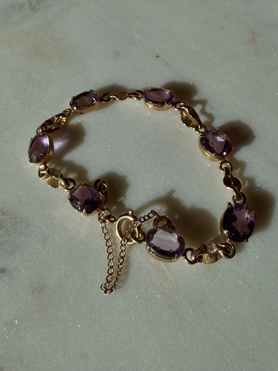 Amethyst 1/20 12k Gold Fill Bracelet 6.75”