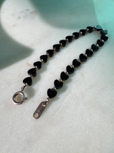Load image into Gallery viewer, Black Onyx Heart Sterling Silver Bracelet 7”
