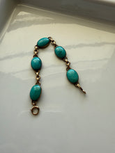 Load image into Gallery viewer, Midcentury Gold Vermeil Turquoise Bracelet 6”
