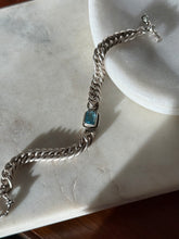 Load image into Gallery viewer, Vintage Blue Topaz Sterling Silver Curb Link Toggle Clasp Bracelet
