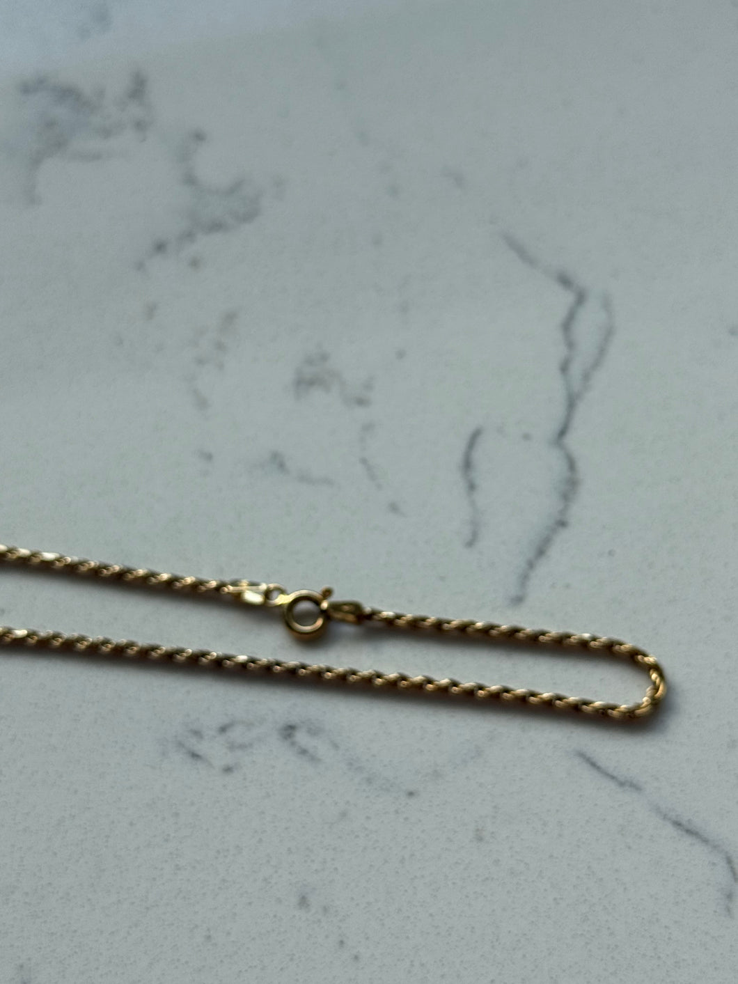 Italian Dainty Gold Vermeil Rope Bracelet 7.5”