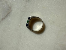 Load image into Gallery viewer, Lapis &amp; Green Stone Inlay Sterling Silver Ring Size 7.25
