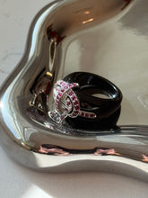 Load image into Gallery viewer, Black Onyx Sterling Silver Ruby Ring Size 7
