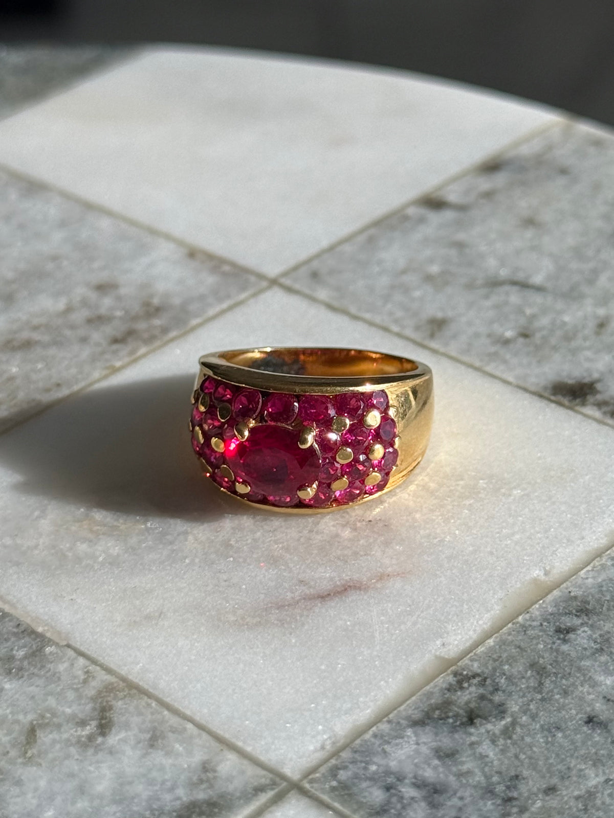 Synthetic Pink Sapphire Gold Vermeil Ring Size 10