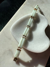 Load image into Gallery viewer, Green Jade Double Row 14k Gold Bracelet 7”
