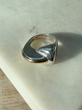 Load image into Gallery viewer, Modernist Sterling Silver &amp; 14k Yellow Gold Ring Size 7
