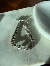 Load image into Gallery viewer, Vintage Blue Topaz Sterling Silver Curb Link Toggle Clasp Bracelet
