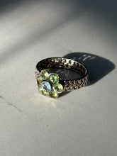 Load image into Gallery viewer, Peridot &amp; Blue Topaz Flower Sterling Silver Ring Size 10
