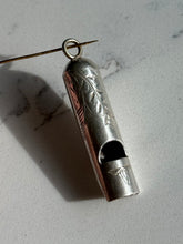 Load image into Gallery viewer, Antique Sterling Silver Etched Whistle Pendant
