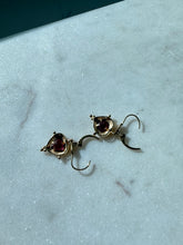 Load image into Gallery viewer, Vintage Tourmaline Heart 14k Yellow Gold Earrings

