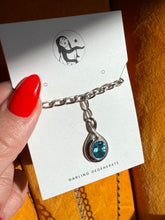Load image into Gallery viewer, Vintage Blue Topaz Sterling Silver Necklace 18.5”
