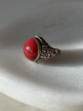 Load image into Gallery viewer, Vintage Carnelian Carved Flower Ring Size 4
