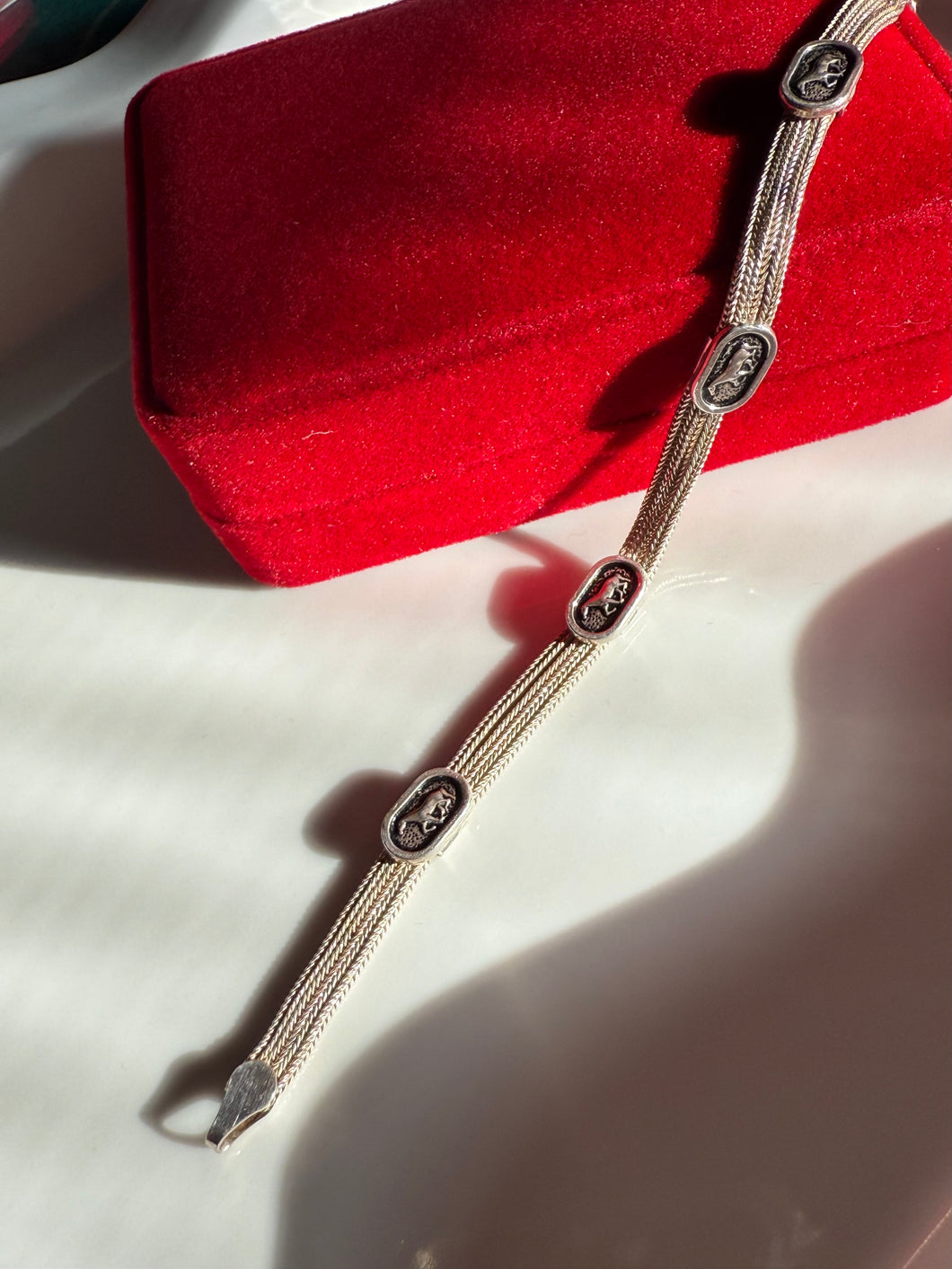 Vintage Horse Sterling Silver Bracelet 7.5”