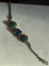 Load image into Gallery viewer, Green &amp; Blue Sterling Silver Bracelet
