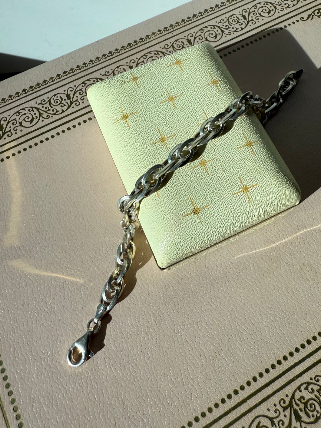 Vintage Sterling Silver Rope Chain Bracelet 7.5”