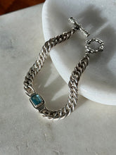 Load image into Gallery viewer, Vintage Blue Topaz Sterling Silver Curb Link Toggle Clasp Bracelet
