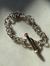 Load image into Gallery viewer, Cabochon Toggle Clasp Sterling Silver Cable Link Bracelet 8”
