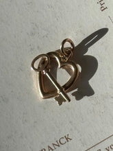Load image into Gallery viewer, Vintage 14k Yellow Gold Heart Key Charm
