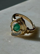 Load image into Gallery viewer, Emerald &amp; Diamond 14k Gold Ring Size 9
