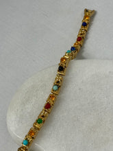 Load image into Gallery viewer, Vintage 1970s Gold Plated Multistone Bracelet 7”
