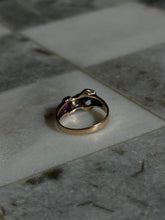 Load image into Gallery viewer, 1940s Buckle Diamond &amp; Synthetic Spinel Ring

