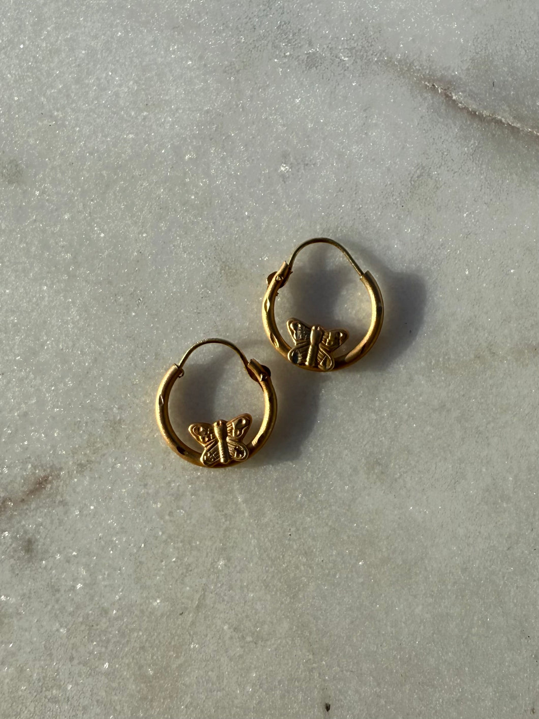 Mini 14k Gold Butterfly Hoops