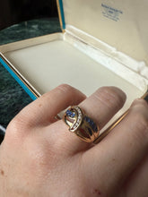 Load image into Gallery viewer, Natural Blue Sapphire &amp; Diamond 14k Gold Ring Size 6.75
