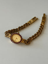 Load image into Gallery viewer, Vintage Geneve Goldtone Ruby Watch
