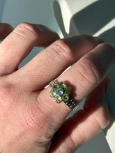 Load image into Gallery viewer, Peridot &amp; Blue Topaz Flower Sterling Silver Ring Size 10
