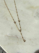 Load image into Gallery viewer, Vintage 10k Yellow Gold Diamond Lariat Drop Necklace 17”
