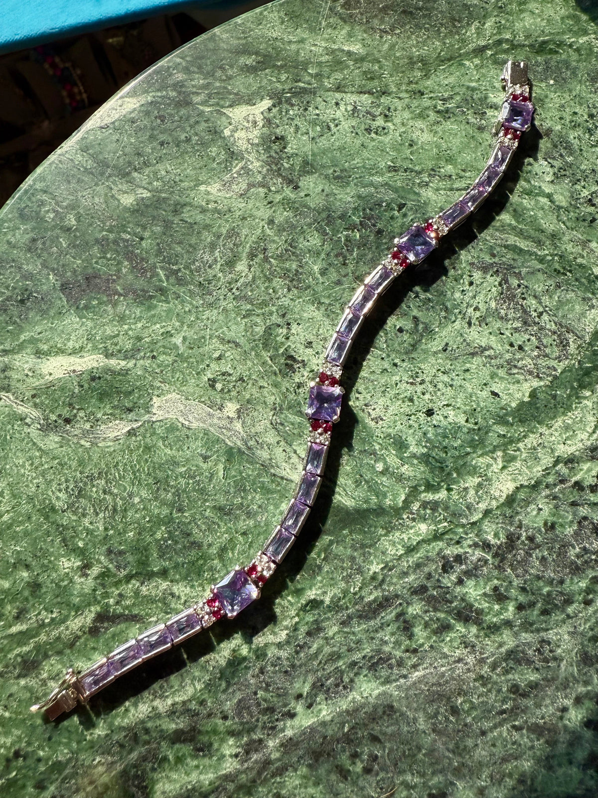 Purple Sterling Silver Tennis Bracelet 7.25”