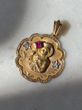 Load image into Gallery viewer, Solid 18k Gold Saint Barbara Ruby &amp; Diamond Pendant
