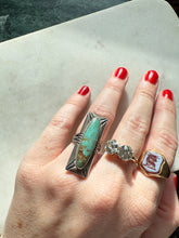 Load image into Gallery viewer, Elongated Turquoise Sterling Silver Ring Size 4.75
